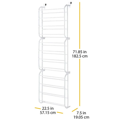 Whitmor 12-Tier 36 Pair Over-the-Door Shoe Rack - Resin -White