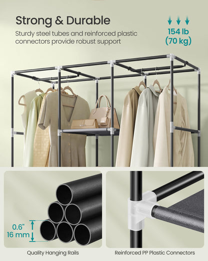 Modern folding clothing storage rack with non-woven cover, large-capacity portable wardrobe