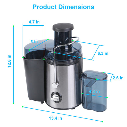 1Pc Centrifugal Juicer Juice Extractor With 2 Speeds 2.6in Wide Feed Chute 17Oz Juicer Cup 54Oz Pulp Collector Electric Juicer For Fruits Vegetables
