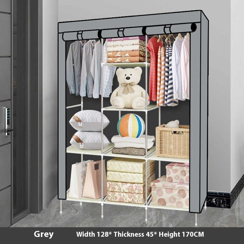 Metal Combination Simple Wardrobe Rental Room Steel Pipe Assembly Clothes Household Bedroom